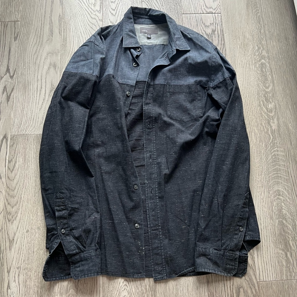 Vince men’s color block blue dress shirt size M
